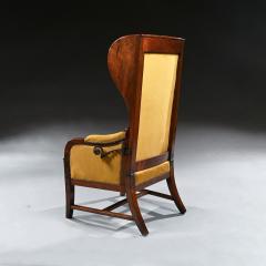 French Empire Mahogany Reclining Wing Back Armchair - 2923562