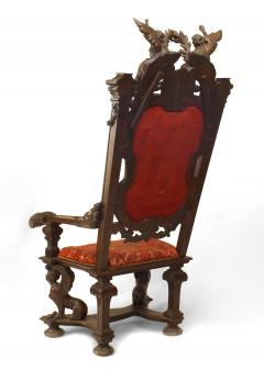 French Empire Monumental Walnut and Velvet Throne Chair - 1404225