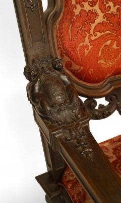 French Empire Monumental Walnut and Velvet Throne Chair - 1404227