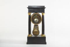 French Empire Portico Black Bronze Table Clock - 2107477