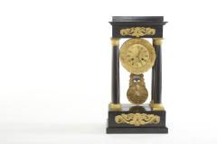 French Empire Portico Black Bronze Table Clock - 2107493