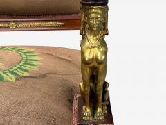 French Empire Revival Bronze Mahogany Tapestry Armchairs France 19th c  - 4399042