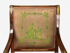 French Empire Revival Bronze Mahogany Tapestry Armchairs France 19th c  - 4399044