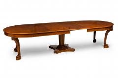 French Empire Revival Style Burled Walnut Extension Dining Center Table - 4169007