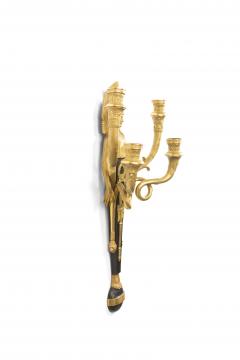French Empire Style Bronze Gilt Figural Wall Sconces - 1399063