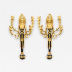 French Empire Style Bronze Gilt Figural Wall Sconces - 1403264