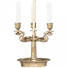 French Empire Style Bronze Swan Table Lamp - 4657836