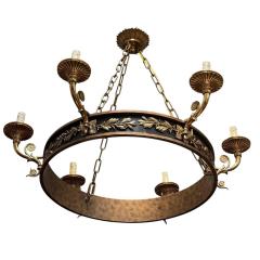 French Empire Style Gilt Brass 6 Light Chandelier - 4150561