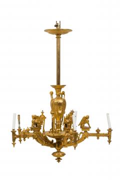 French Empire Style Gilt Bronze Five Light Chandelier - 4169154