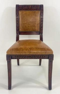 French Empire Style Mahogany Leather Saber Legs Dining Chair A Set of 8 - 2865517