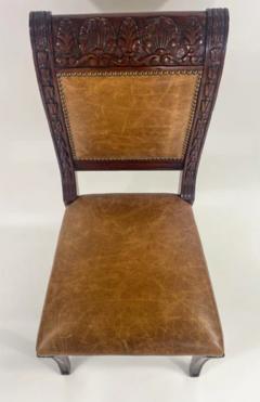 French Empire Style Mahogany Leather Saber Legs Dining Chair A Set of 8 - 2865558