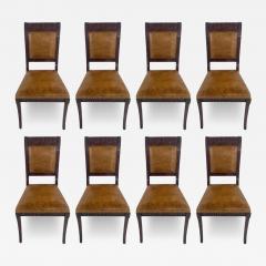 French Empire Style Mahogany Leather Saber Legs Dining Chair A Set of 8 - 2870303