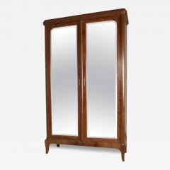 French Empire Style Mahogany Two Door Mirrored Armoire - 2799526