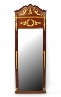 French Empire Style Mahogany and Ormolu Pediment Wall Mirror - 4635239