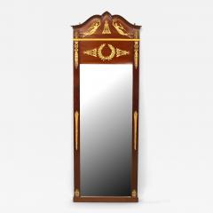 French Empire Style Mahogany and Ormolu Pediment Wall Mirror - 4689794