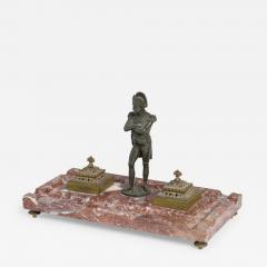 French Empire Style Marble Inkwell with Napoleon Figure - 4660011