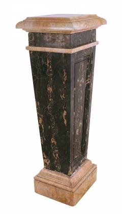 French Empire Style Solid Black and Beige Marble Pedestal - 2798155