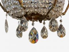 French Empire Thirteen Light Basket Chandelier Bronze Crystal France 19th C - 4446123