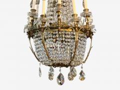French Empire Thirteen Light Basket Chandelier Bronze Crystal France 19th C - 4446124