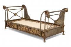 French Empire style 19th Cent steel and bronze trimmed sleigh design daybed - 4626347