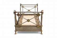 French Empire style 19th Cent steel and bronze trimmed sleigh design daybed - 4626348