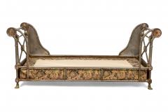 French Empire style 19th Cent steel and bronze trimmed sleigh design daybed - 4626350