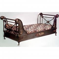 French Empire style 19th Cent steel and bronze trimmed sleigh design daybed - 4628055