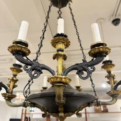 French Empire style ebonized and gilt bronze chandelier 1920s - 4521539