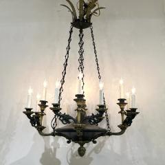 French Empire style ebonized and gilt bronze chandelier 1920s - 4526090
