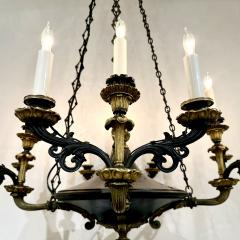 French Empire style ebonized and gilt bronze chandelier 1920s - 4526091