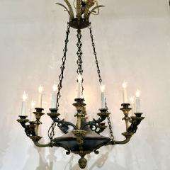 French Empire style ebonized and gilt bronze chandelier 1920s - 4526092