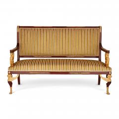 French Empire style gilt bronze and mahogany five piece salon suite - 3416534