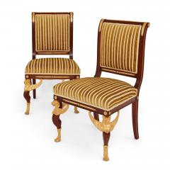 French Empire style gilt bronze and mahogany five piece salon suite - 3416535