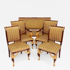 French Empire style gilt bronze and mahogany five piece salon suite - 3418876