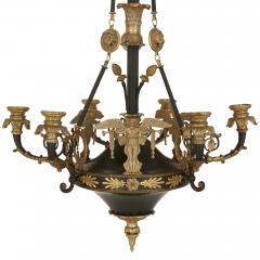 French Empire style ormolu and bronze chandelier - 1907351