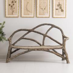 French Faux Bois Concrete Garden Bench - 3068589