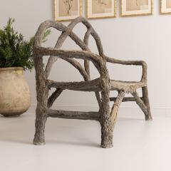 French Faux Bois Concrete Garden Bench - 3068592
