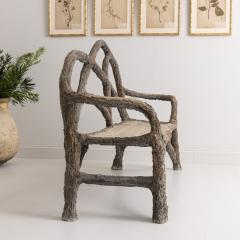 French Faux Bois Concrete Garden Bench - 3068598