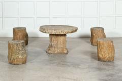 French Faux Bois Stone Garden Table Stools Set - 3229006