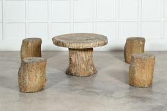 French Faux Bois Stone Garden Table Stools Set - 3229010