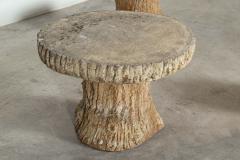 French Faux Bois Stone Garden Table Stools Set - 3229011