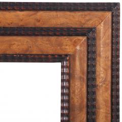 French Figured Elm Mirror with Dutch Ripple Carved Frame C 1920 - 4720490