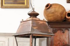 French Four Light Copper and Glass Lanterns Wired for the USA Sold Each - 3588003