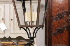 French Four Light Copper and Glass Lanterns with Canopy US Wired and Sold Each - 3595968