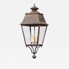 French Four Light Copper and Glass Tapering Lantern USA Wired - 4022984