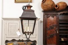 French Four Light Copper and Glass Tapering Lantern USA Wired - 4019922