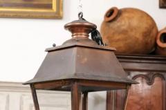 French Four Light Copper and Glass Tapering Lantern USA Wired - 4019932