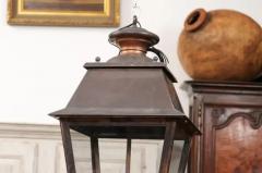 French Four Light Copper and Glass Tapering Lantern USA Wired - 4019947