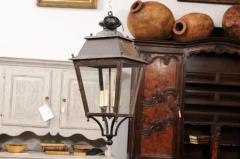 French Four Light Glass and Copper Lanterns with Patina US Wired and Sold Each - 3599359
