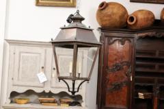 French Four Light Glass and Copper Lanterns with Patina US Wired and Sold Each - 3599388